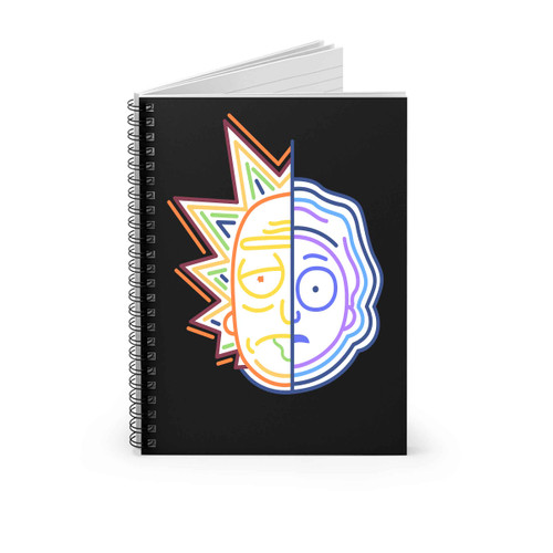 Rick And Morty Half Face Colors Spiral Notebook