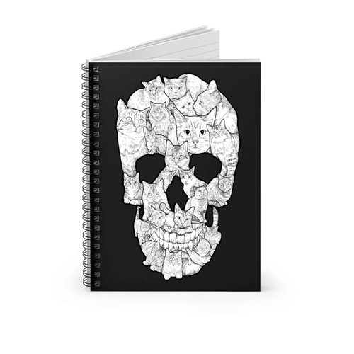 Sketchy Cat Skull Spiral Notebook