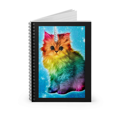 Unicorn Rainbow Cat Kitten Funny Spiral Notebook