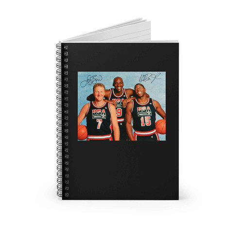 Usa Dream Team Michael Jordan Magic Johnson Larry Bird Sign Spiral Notebook