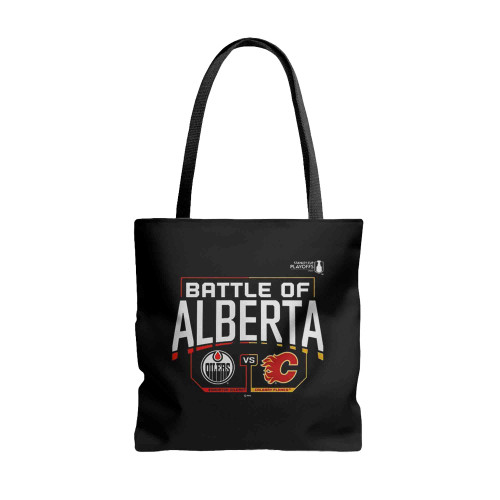 Battle Of Alberta Calgary Flames Vs Edmonton Oilers Tote Bags