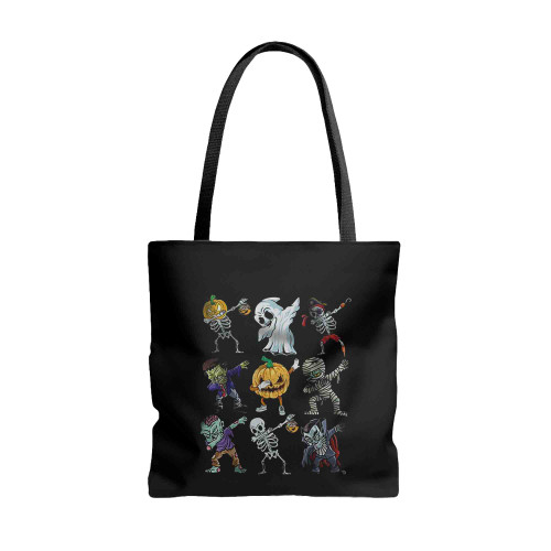 Dabbing Halloween Guys Skeleton Zombie Mummy Ghost Pumpkin Tote Bags