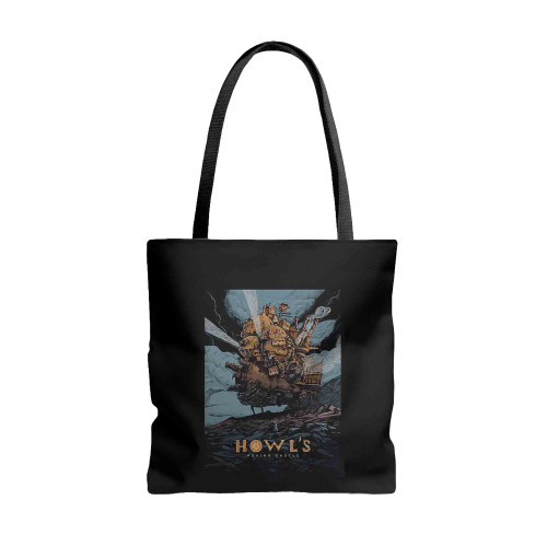 Howl Moving Castle Poster Ghibli Studio Tote Bags