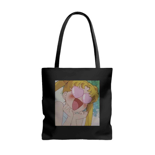 Sailor Moon Meme Heart Face Tote Bags