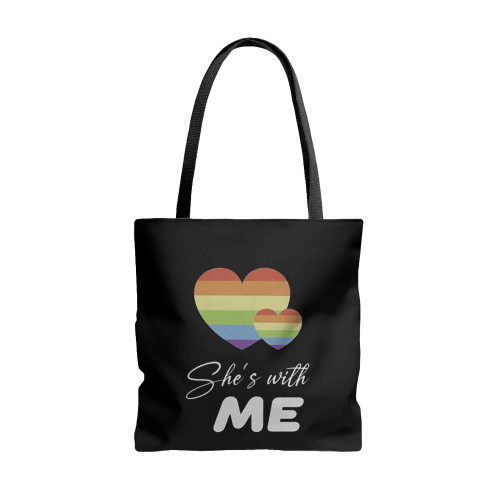 She Is With Me Couple Matching Tote Bags