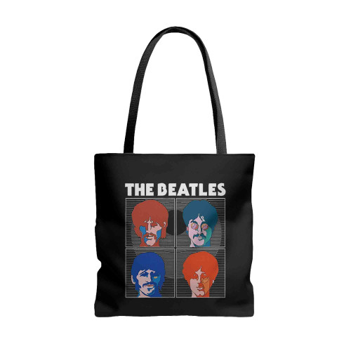 The Beatles Band 4 Heads Logo Tote Bags