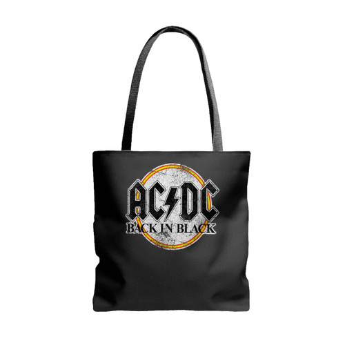 Acdc Back In Black Logo Grunge Tote Bags