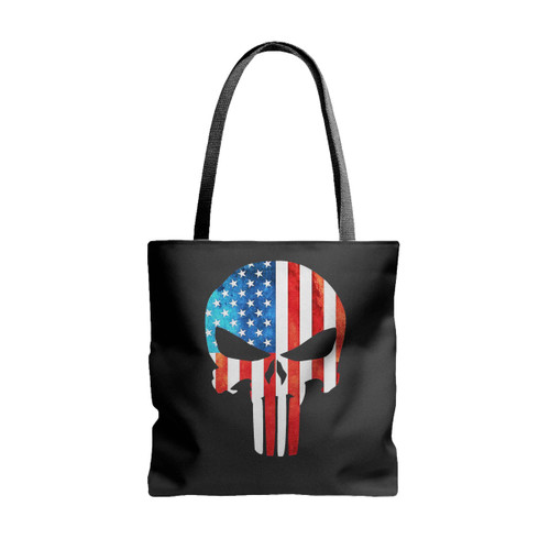 American Flag Punisher Skull Tote Bags