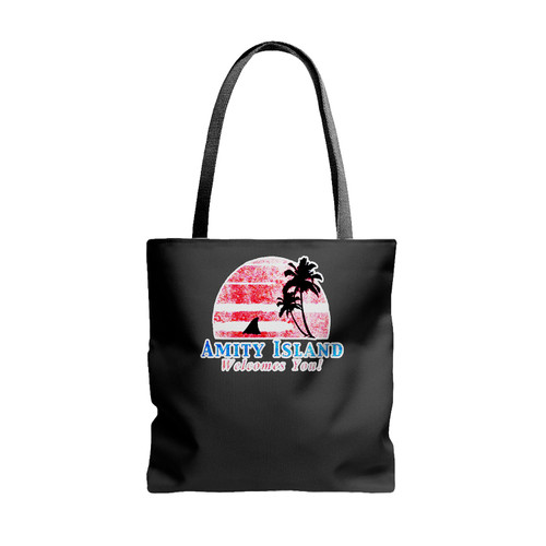 Amity Island Welcomes You Jaws Retro Movie Tote Bags