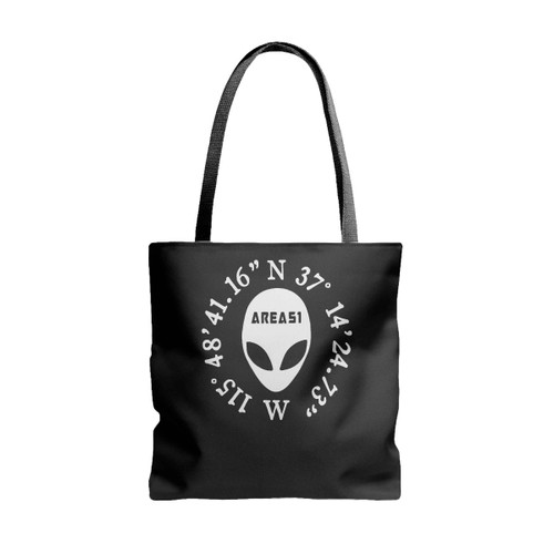 Area 51 Coordinates Ufo Abduction Alien Roswell New Mexico Tote Bags