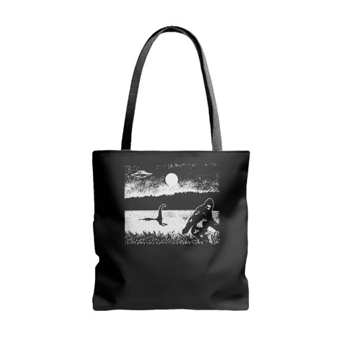 Bigfoot Funny Loch Ness Monster Ufo Tote Bags