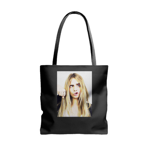 Cara Delevingne Funny Face Tote Bags