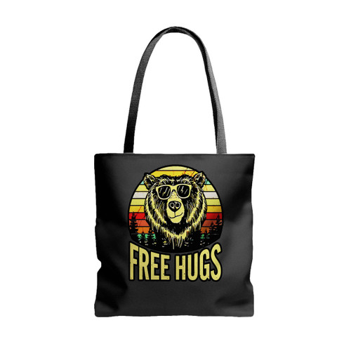Free Hugs Bear Pattern Sunset Vintage Tote Bags