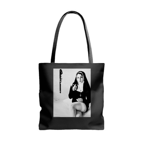 Hot Sexy Nun Girl Swag Dope Hipster Satan Church Religion Satanic Goth Gothic Tote Bags