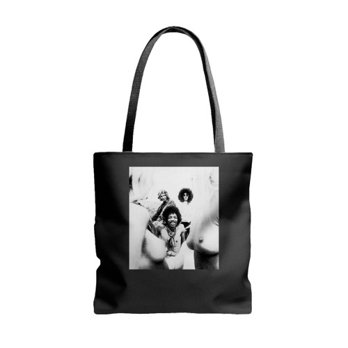 Jimi Hendrix At Woodstock 1969 Hippie Chicks Rock Tote Bags