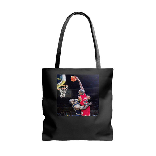 Michael Jordan Dunk On Lebron James Tote Bags Michael Jordan Dunk On Lebron James Tote Bags