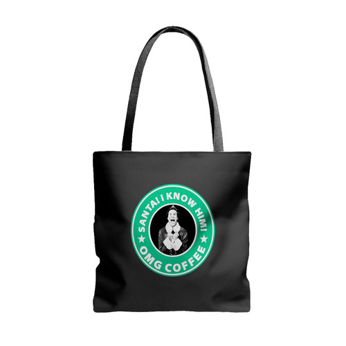 Omg Santa I Know Him Starbucks Logo Tote Bags