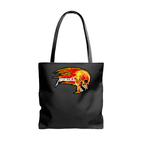 Pushead Metallica Fire Skullrock Band Posters Metallica Tattoo Tote Bags