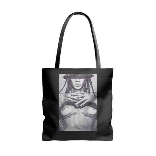 Robyn Rihanna Fenty Singer Hat Sexy Nipple Piercing Tote Bags