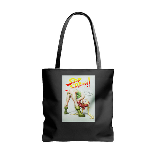 Sexy Cammy Killer Bee Street Fighter Stop Staring Tote Bags
