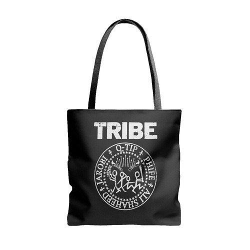 A Tribe Called Quest Atcq Logo Tribe Jaroni Q Tip Phife And Ali Shaheed Tote Bags