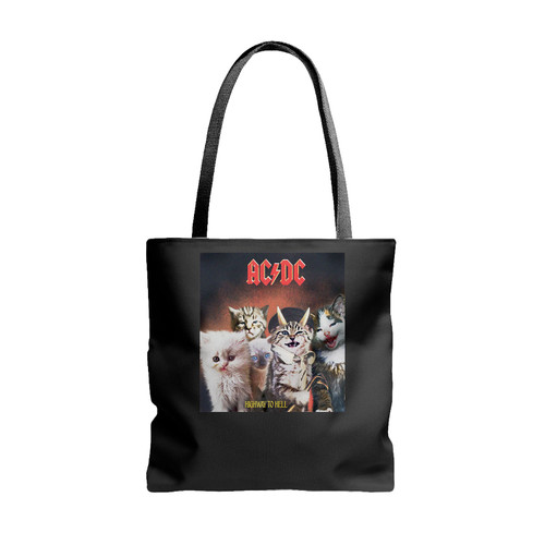 Acdc Cat Rock Band Highway To Hell Metal Mashup Tote Bags