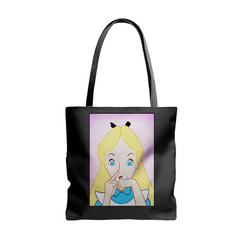 Alice Wonderland Cocain Funny Drug Disney Tote Bags