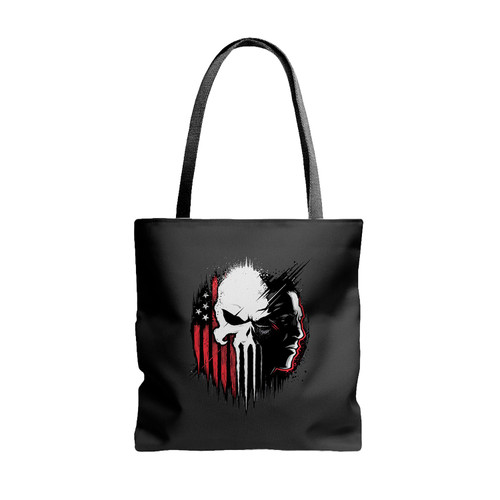 American Skull Punisher Flag Tote Bags