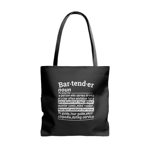Bartender Noun Definition Funny Tote Bags