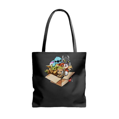 Cute Kawaii Yoda Groot Stitch Toothless Mogwai Tote Bags