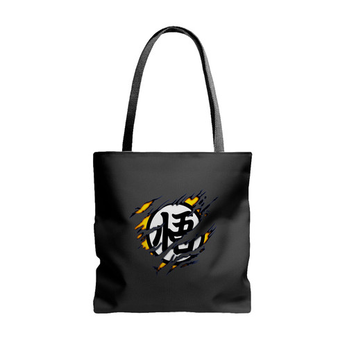 Dragon Ball Z Son Goku Kanji Tattered Tote Bags