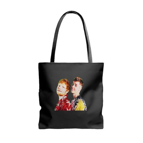Ed Sheeran And Justin Bieber Tote Bags