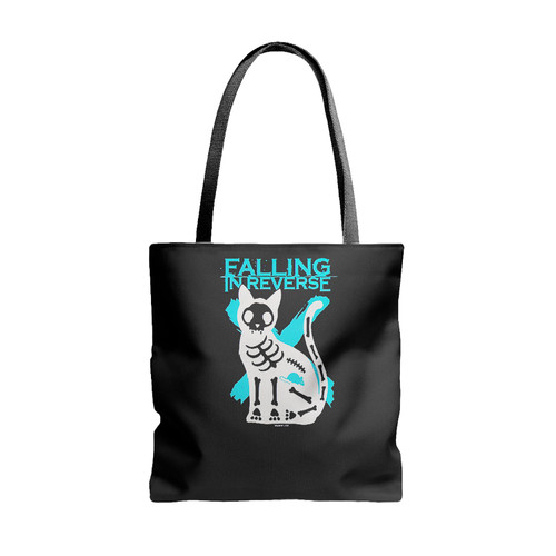 Falling In Reverse Skeleton Cat Tote Bags