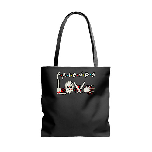 Horror Friends Pennywise Michael Myers Jason Voorhees Halloween Love Logo Tote Bags