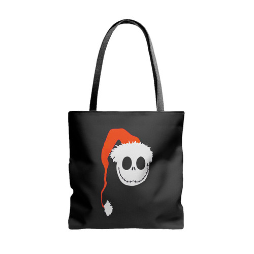 Jack Skellington Wearing Santa Hat Tote Bags Jack Skellington Wearing Santa Hat Tote Bags