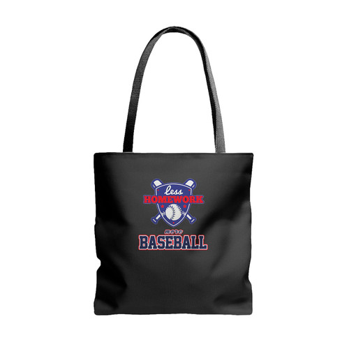 Less Homework More Baseball Tote Bags Less Homework More Baseball Tote Bags