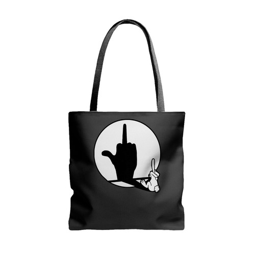 Middle Finger Shadow Puppet Funny Tote Bags