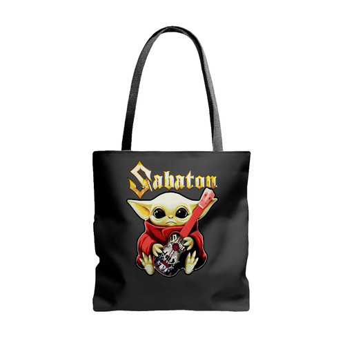 Pretty Baby Yoda Hug Sabaton Tote Bags