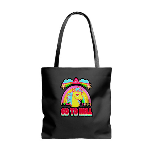 Rainbow Unicorn Go To Hell Cartoon Tote Bags