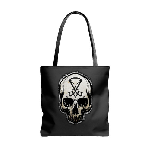 Sigil Of Lucifer Skull Tote Bags