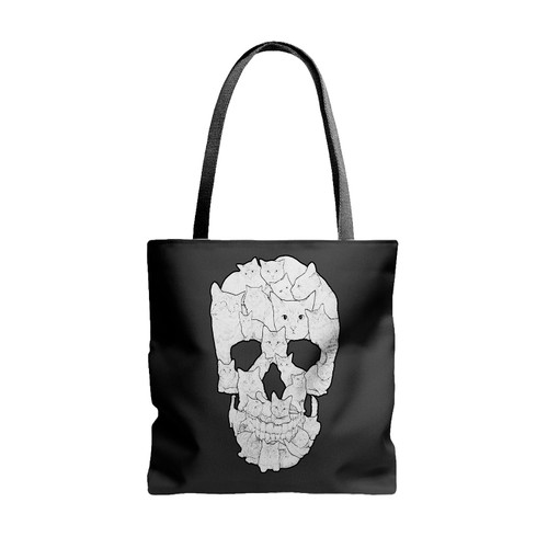 Sketchy Cat Skull Tote Bags