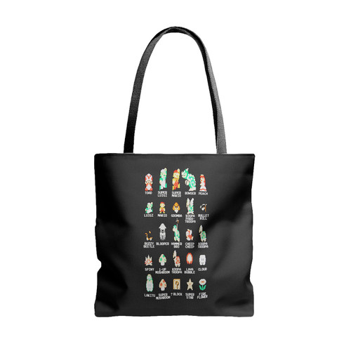 Super Mario Pixel Cast Am Dark Tote Bags