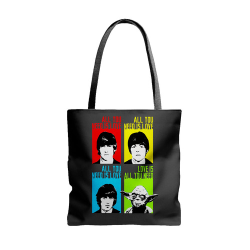 The Beatles Yoda Love Is All You Need Star Wars Funny Tote Bags