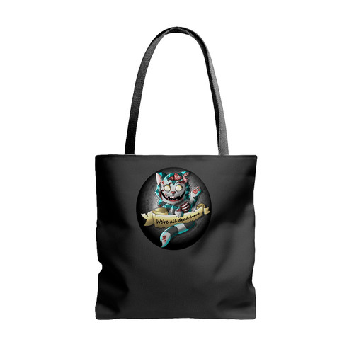 The Zombie Cheshire Cat We Are All Dead Here Tote Bags