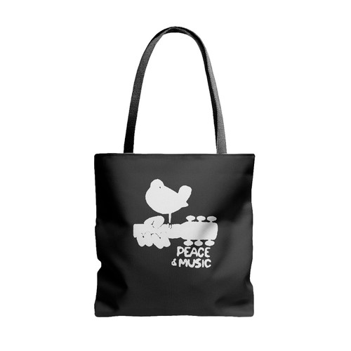 Woodstock Design Peace Music Guitar Tote Bags