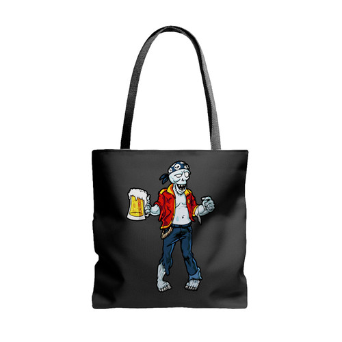 Zombie Pirate Beer Drinking Halloween Party Tote Bags