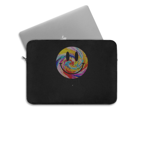 Acid Dripping Smiley Face Tie Dye House Rave Music Laptop Sleeve