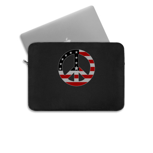Peace Sign Usa American Flag Laptop Sleeve