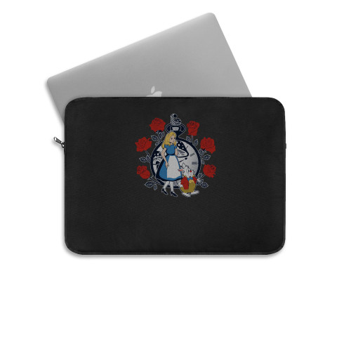 Time For Wonderland Alice White Rabbit Cheshire Cat Queen Of Hearts Disney Cartoon Geek Laptop Sleeve