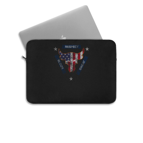 Blood Sweat Respect Usa Flag The Rock Under Armour Project Grunge Laptop Sleeve